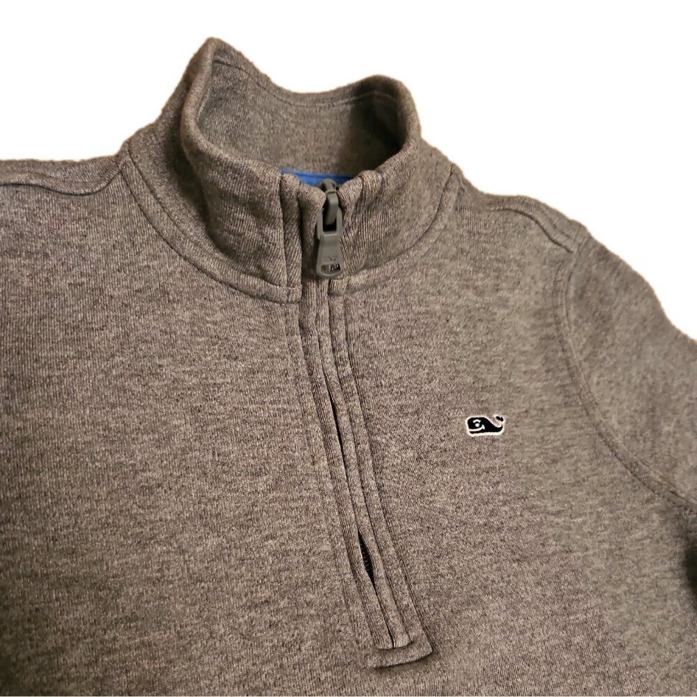Vineyard Vines Whale Quarter Zip Pullover Sweatshirt 100% Pima Cotton Gray, Sz 5 - Picture 2 of 7